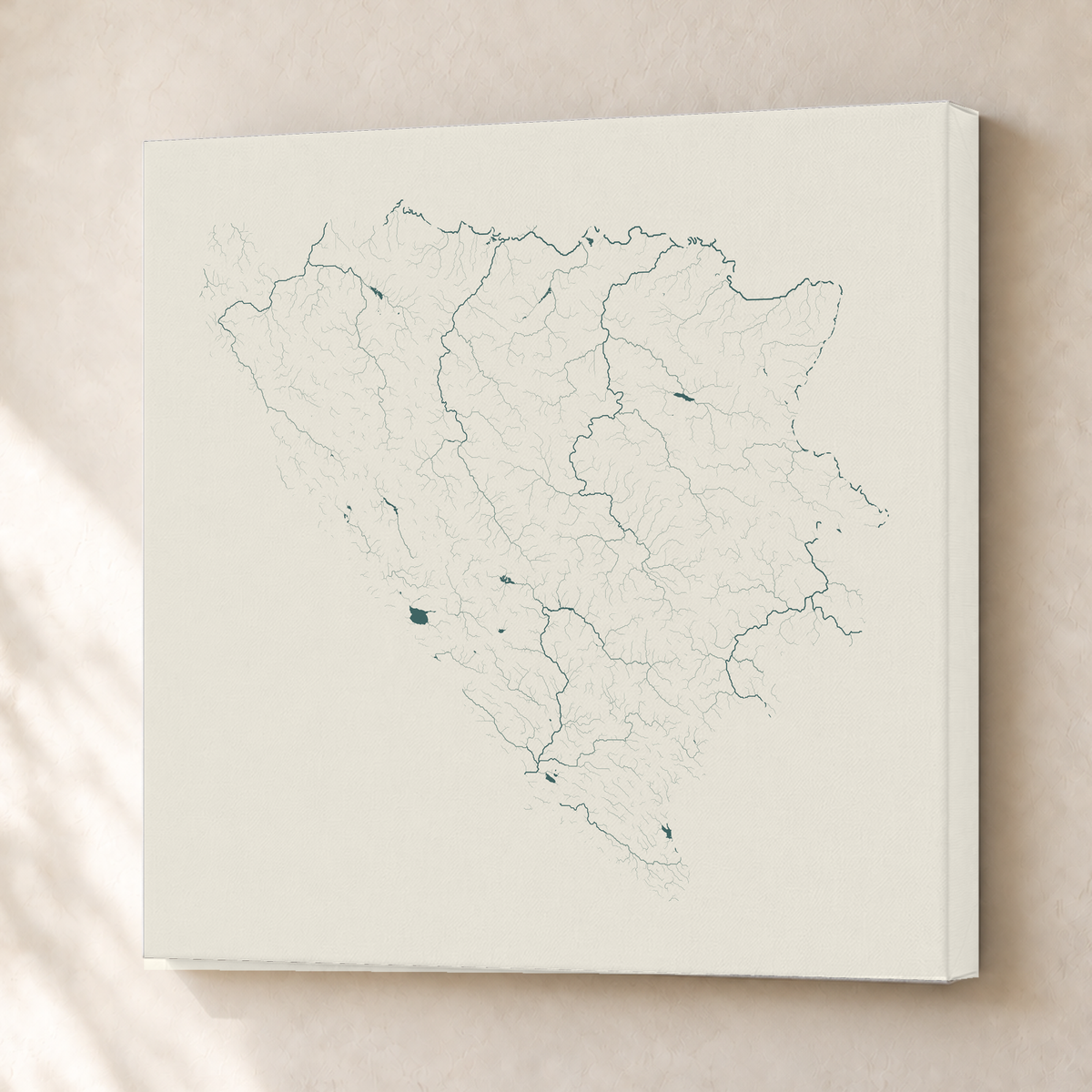 Beautiful Rivers — Bósnia e Herzegovina — Natural e luminosa, Canvas · 76 × 76 cm, Sem margem