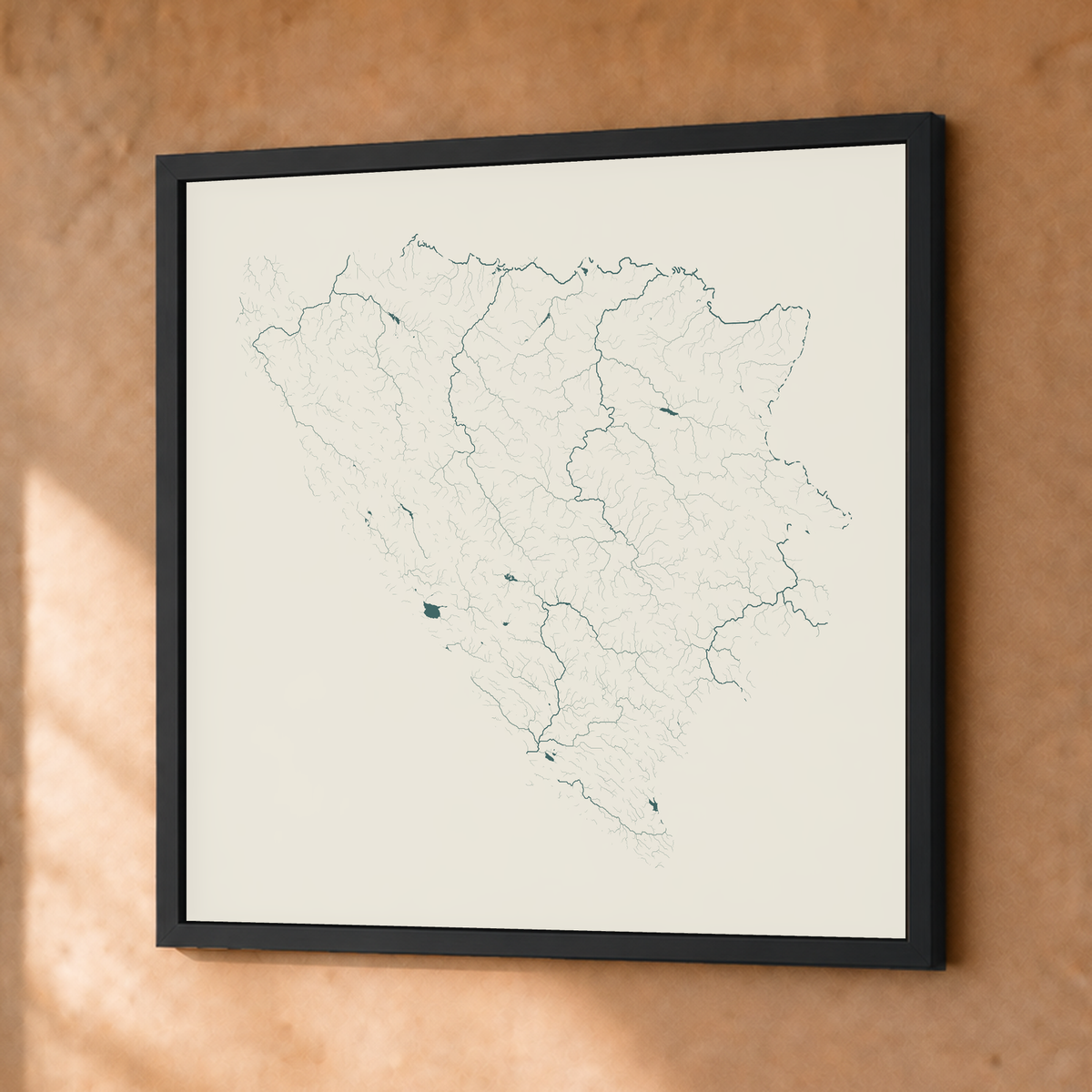Beautiful Rivers — Bósnia e Herzegovina — Natural e luminosa, Fine art emoldurado · 50 × 50 cm, Preto · Sem margem