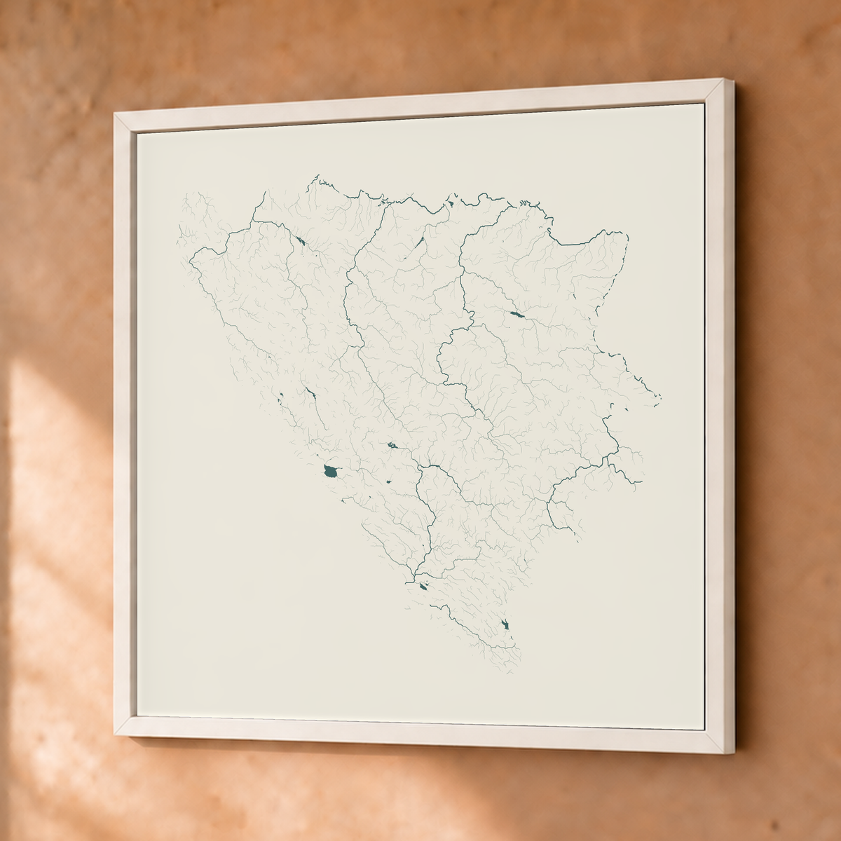 Beautiful Rivers — Bósnia e Herzegovina — Natural e luminosa, Fine art emoldurado · 76 × 76 cm, Branco · Sem margem