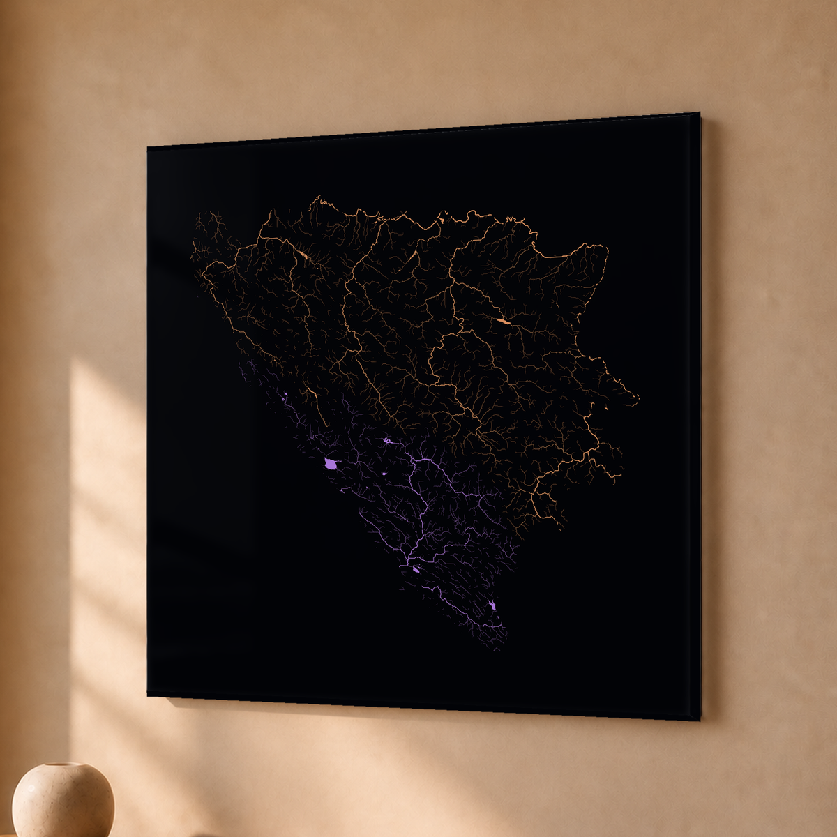 Beautiful Rivers — Bósnia e Herzegovina — Neon por território, Acrílico · 30 × 30 cm, Sem margem