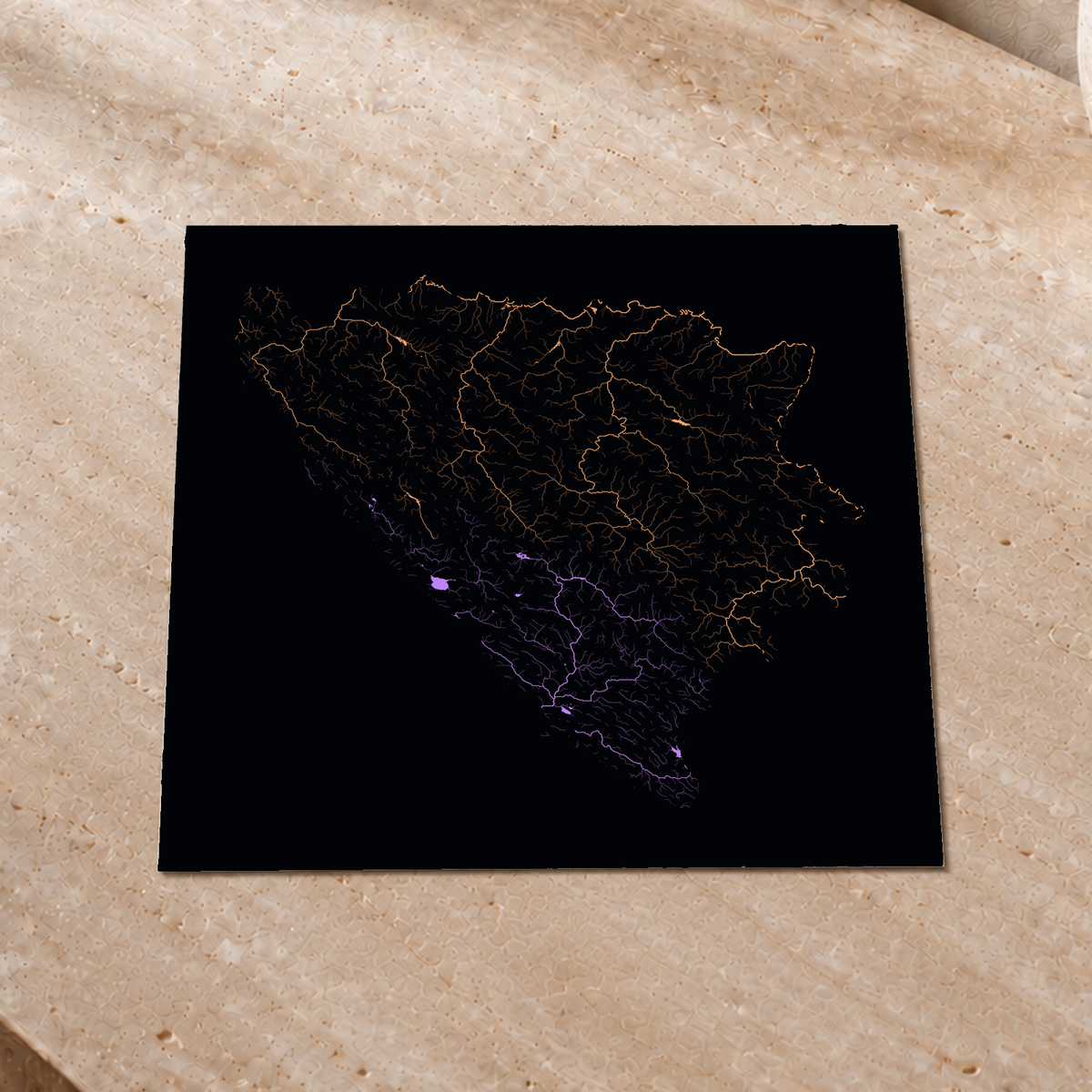 Beautiful Rivers — Bósnia e Herzegovina — Neon por território, Impressão fine art · 30 × 30 cm, Sem margem