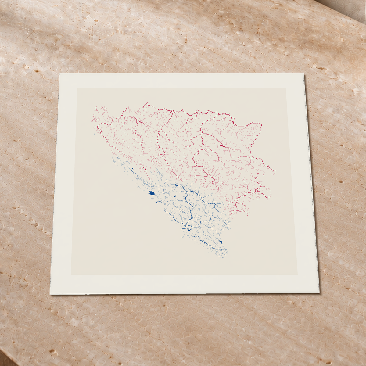 Beautiful Rivers — Bósnia e Herzegovina — Risografia, Impressão fine art · 50 × 50 cm, Margem branca