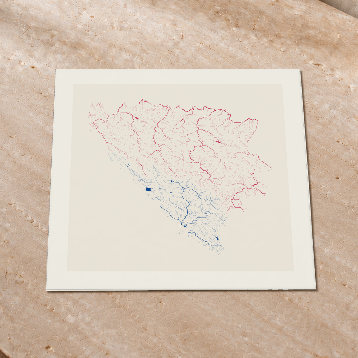 Beautiful Rivers — Bósnia e Herzegovina — Risografia, Impressão fine art · 76 × 76 cm, Margem branca