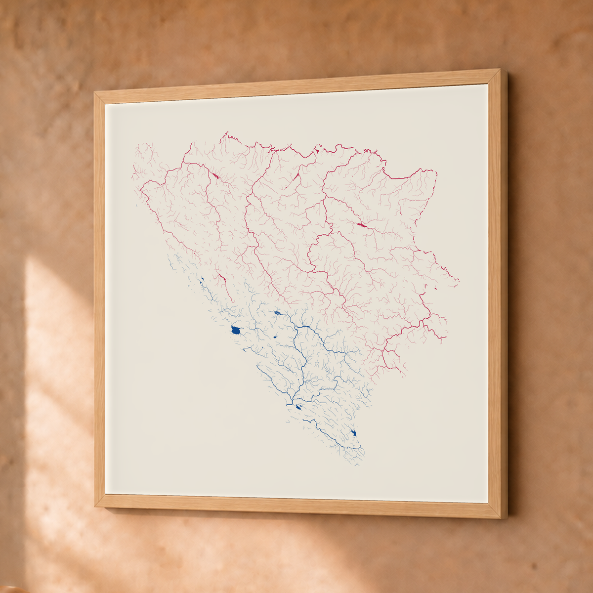 Beautiful Rivers — Bósnia e Herzegovina — Risografia, Fine art emoldurado · 30 × 30 cm, Natural · Sem margem