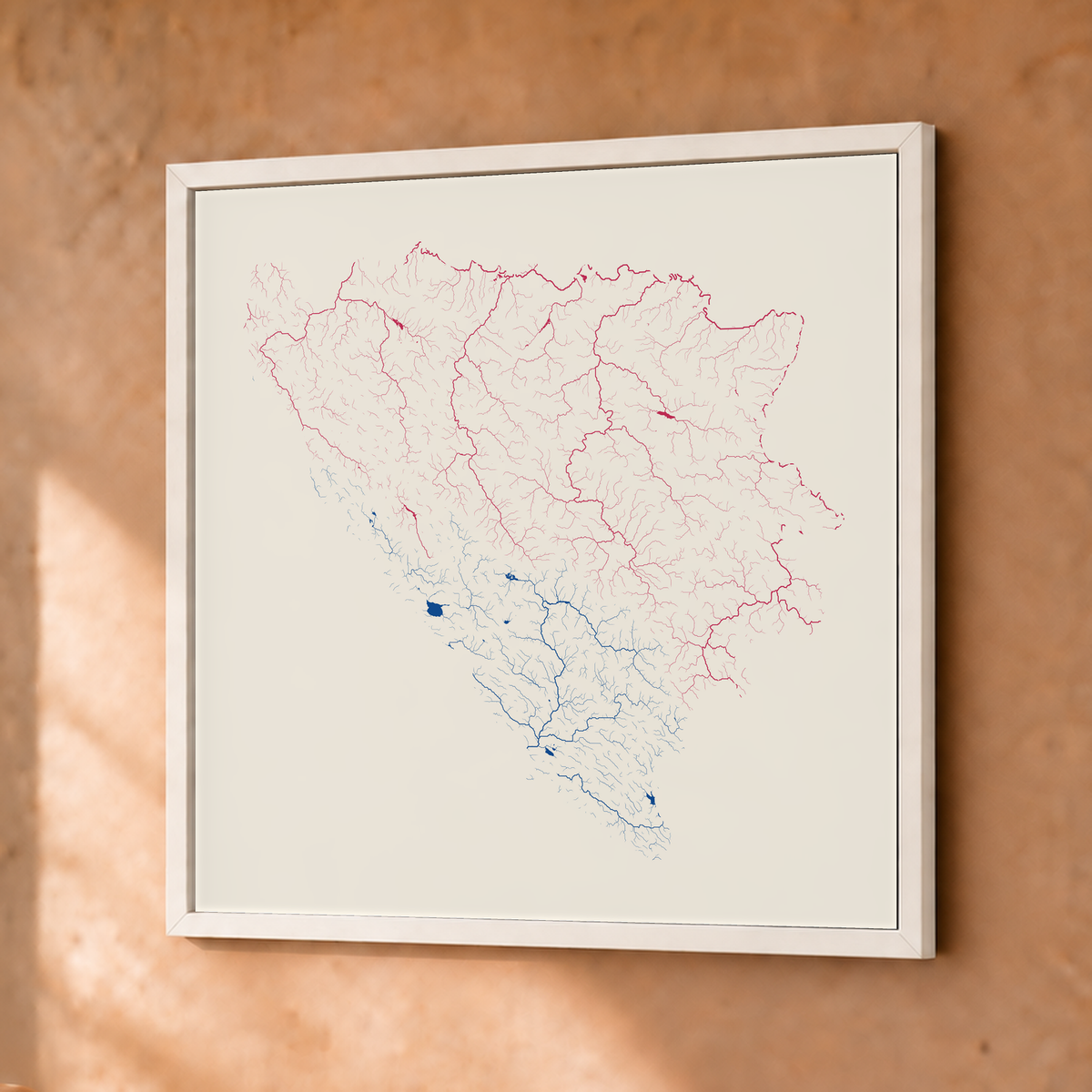 Beautiful Rivers — Bósnia e Herzegovina — Risografia, Fine art emoldurado · 30 × 30 cm, Branco · Sem margem