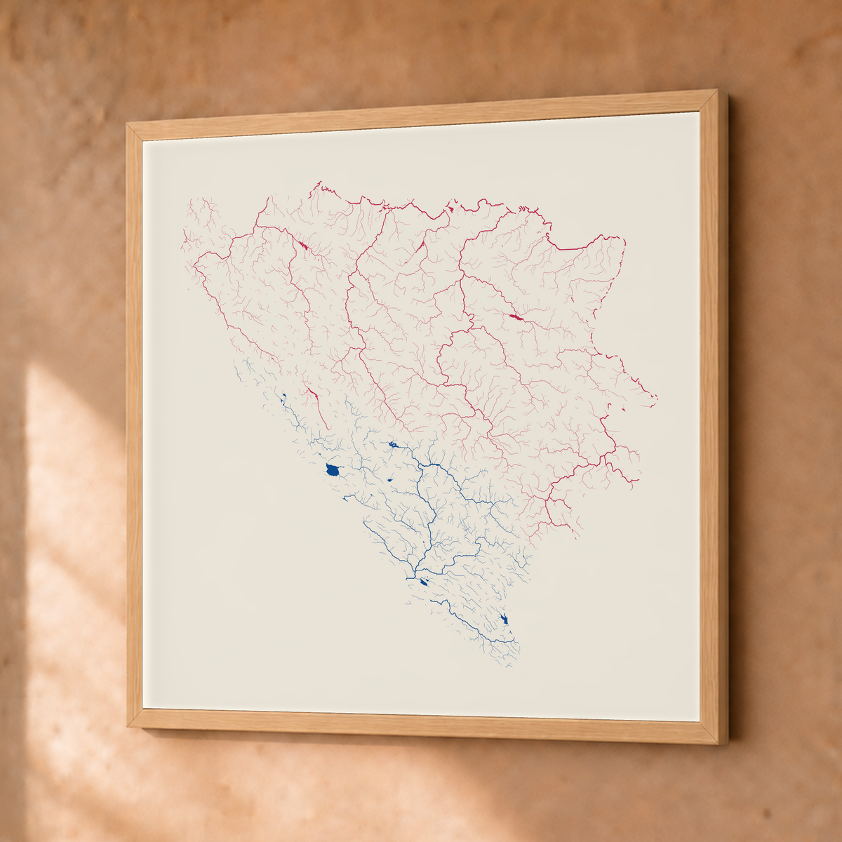 Beautiful Rivers — Bósnia e Herzegovina — Risografia, Fine art emoldurado · 50 × 50 cm, Natural · Sem margem