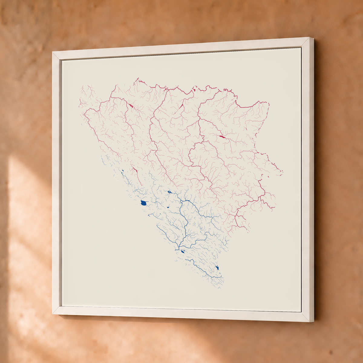 Beautiful Rivers — Bósnia e Herzegovina — Risografia, Fine art emoldurado · 50 × 50 cm, Branco · Sem margem