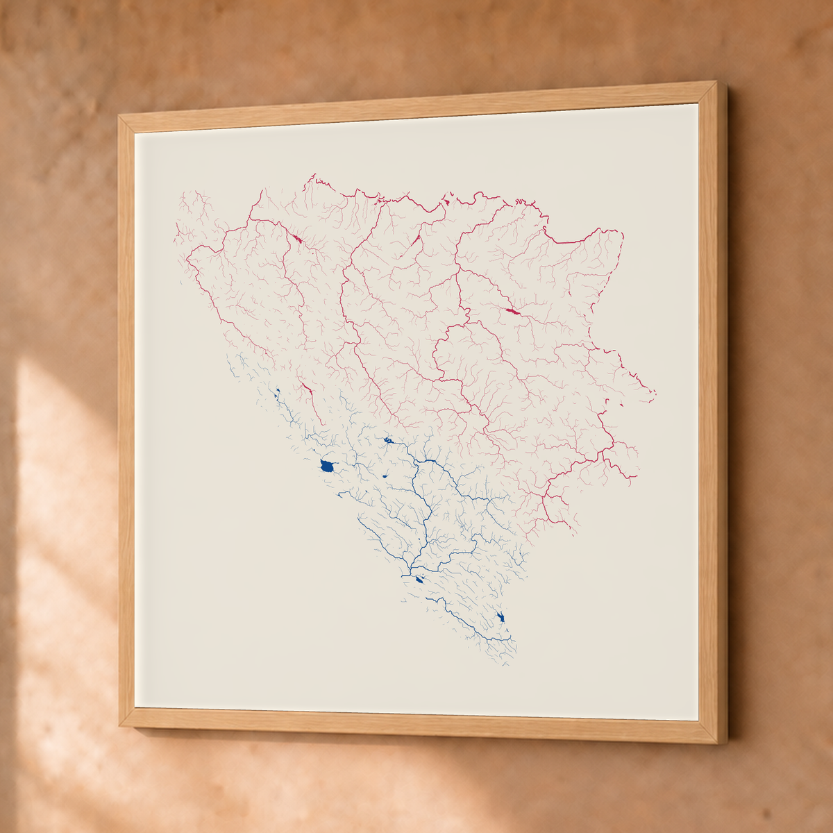 Beautiful Rivers — Bósnia e Herzegovina — Risografia, Fine art emoldurado · 76 × 76 cm, Natural · Sem margem