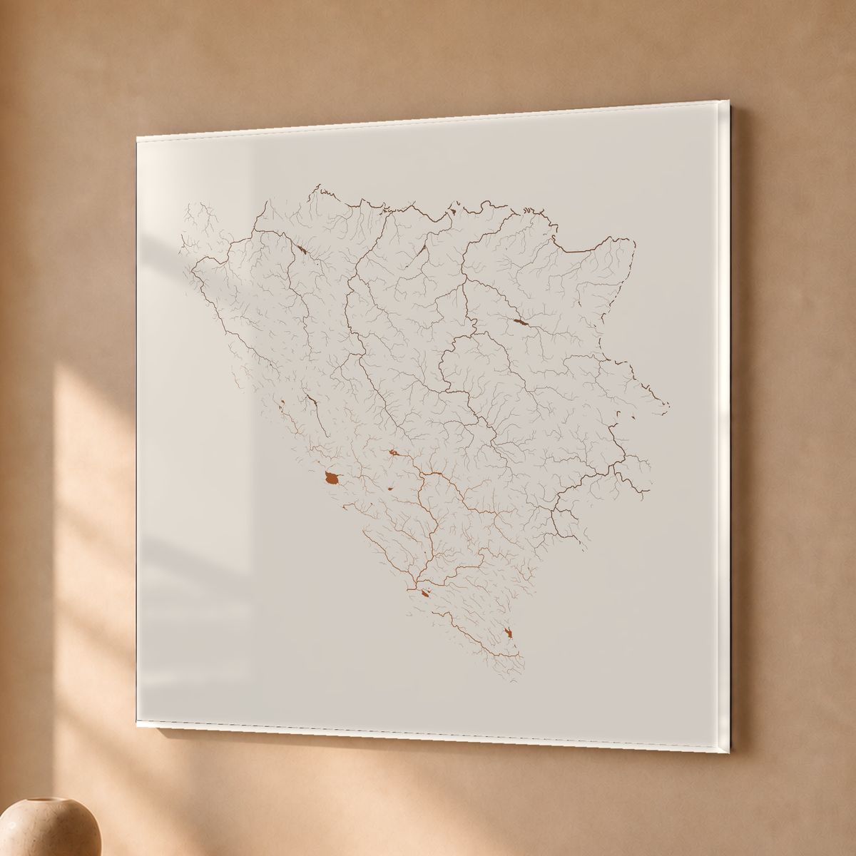 Beautiful Rivers — Bósnia e Herzegovina — Terracota e areia, Acrílico · 76 × 76 cm, Sem margem