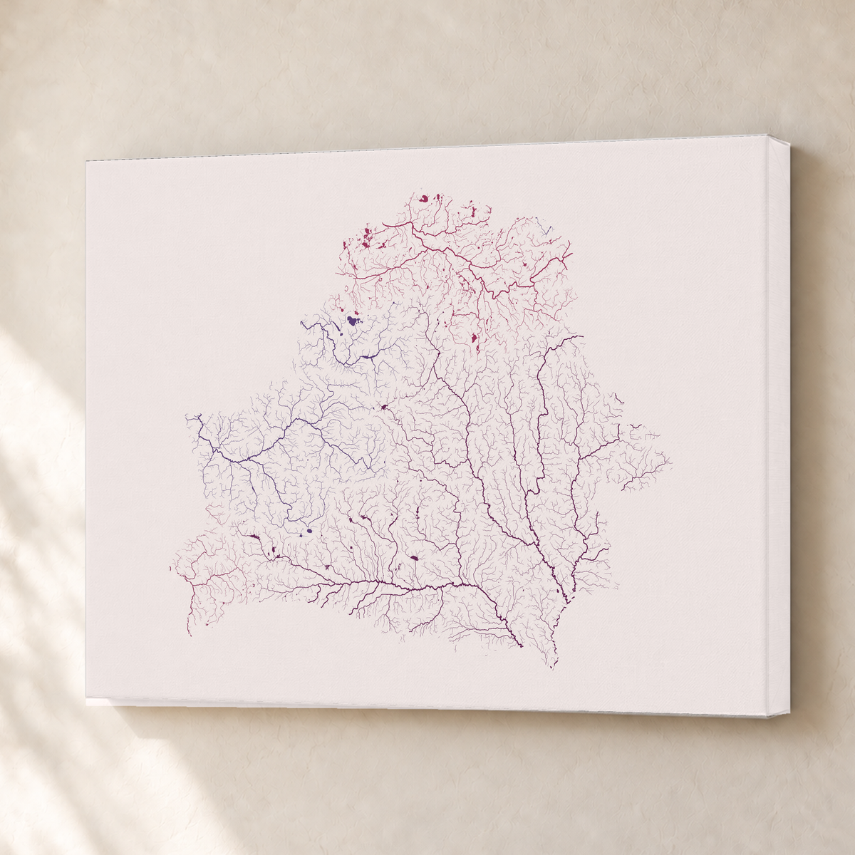 Beautiful Rivers — Bielorrússia — Ameixa e rosé, Canvas · 30 × 40 cm, Sem margem
