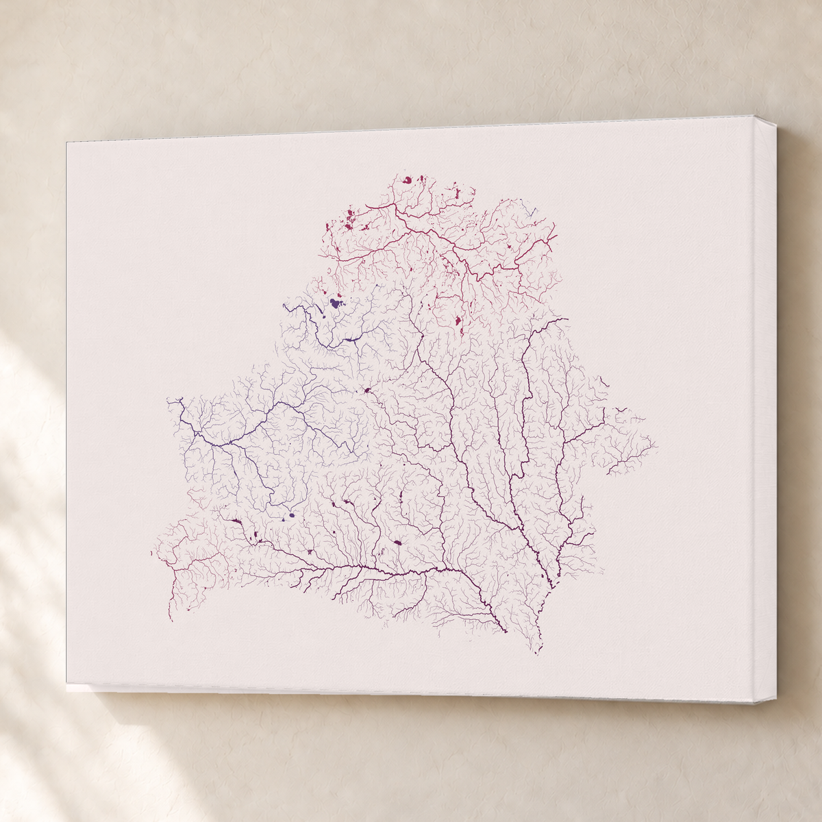 Beautiful Rivers — Bielorrússia — Ameixa e rosé, Canvas · 60 × 80 cm, Sem margem