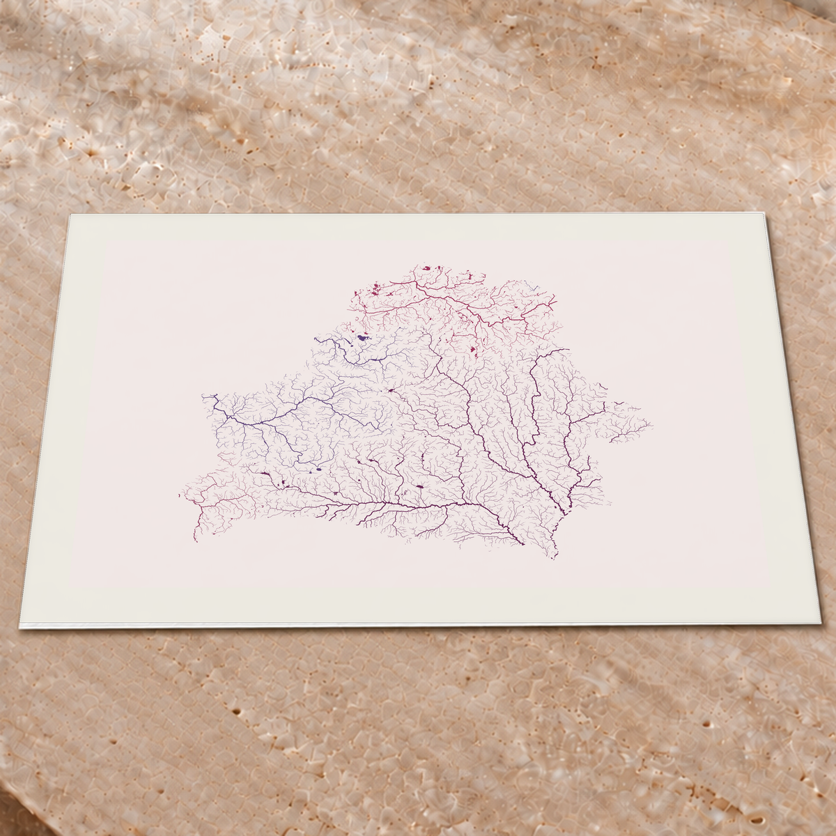 Beautiful Rivers — Bielorrússia — Ameixa e rosé, Impressão fine art · 60 × 80 cm, Margem branca