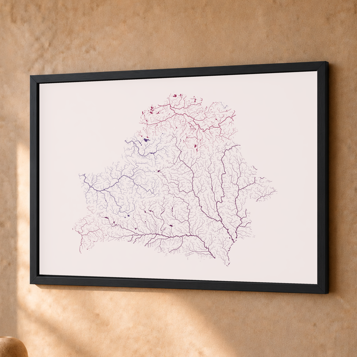 Beautiful Rivers — Bielorrússia — Ameixa e rosé, Fine art emoldurado · 30 × 40 cm, Preto · Sem margem