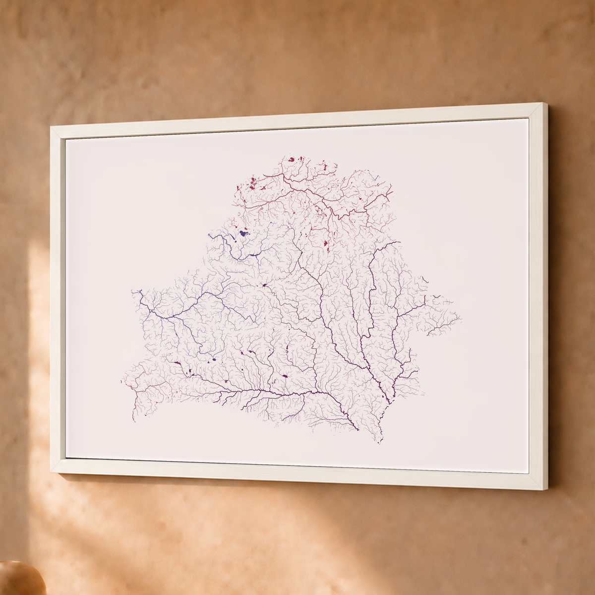 Beautiful Rivers — Bielorrússia — Ameixa e rosé, Fine art emoldurado · 30 × 40 cm, Branco · Sem margem