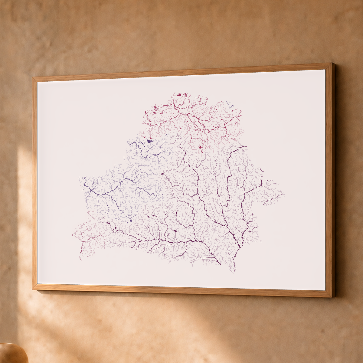 Beautiful Rivers — Bielorrússia — Ameixa e rosé, Fine art emoldurado · 45 × 60 cm, Natural · Sem margem