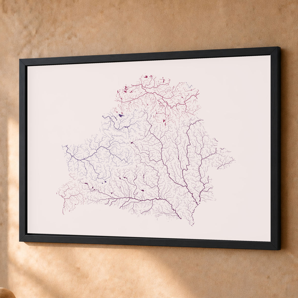 Beautiful Rivers — Bielorrússia — Ameixa e rosé, Fine art emoldurado · 60 × 80 cm, Preto · Sem margem