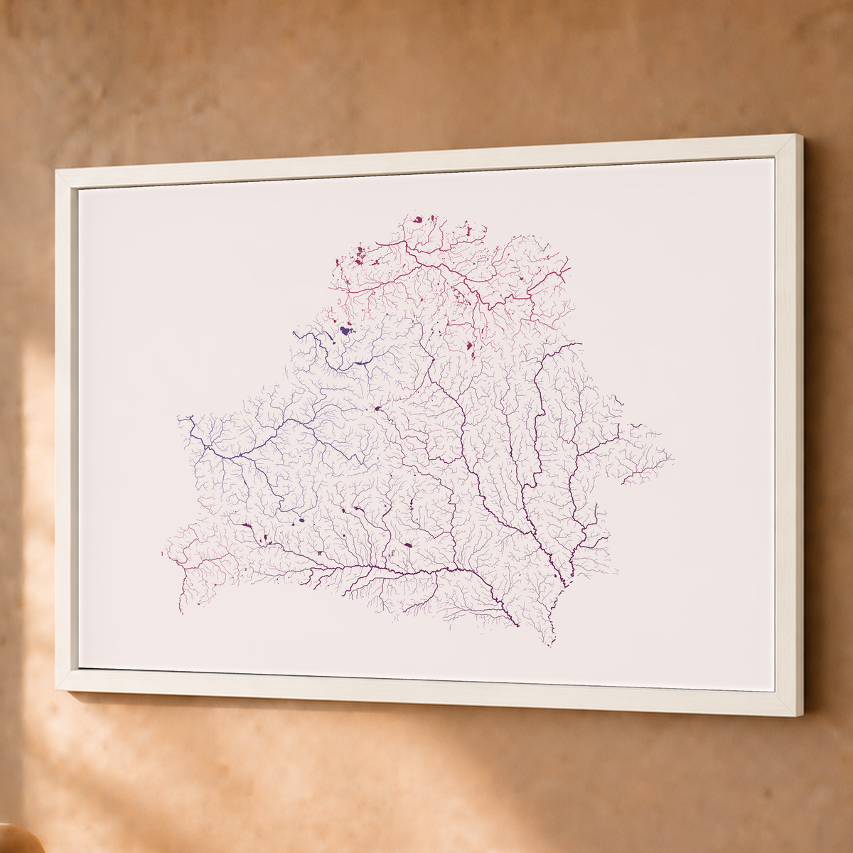 Beautiful Rivers — Bielorrússia — Ameixa e rosé, Fine art emoldurado · 60 × 80 cm, Branco · Sem margem