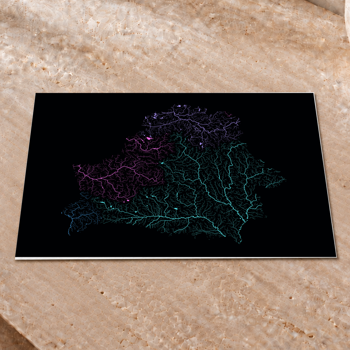 Beautiful Rivers — Bielorrússia — Neon hidrográfico, Impressão fine art · 30 × 40 cm, Sem margem