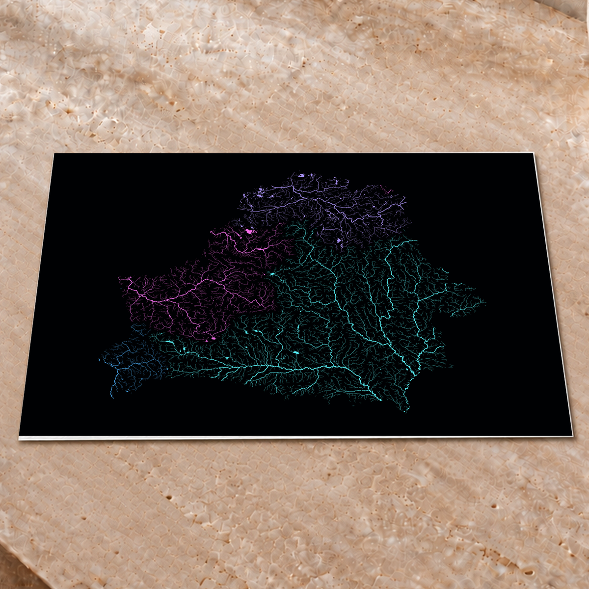 Beautiful Rivers — Bielorrússia — Neon hidrográfico, Impressão fine art · 45 × 60 cm, Sem margem
