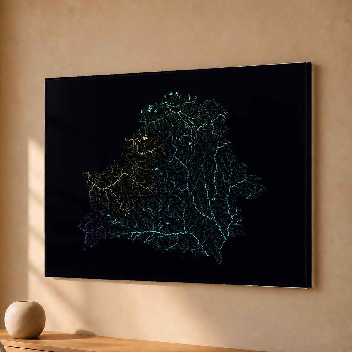 Beautiful Rivers — Bielorrússia — Neon por território, Acrílico · 30 × 40 cm, Sem margem
