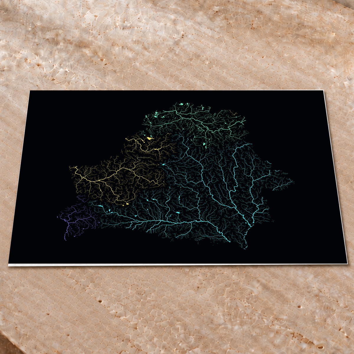 Beautiful Rivers — Bielorrússia — Neon por território, Impressão fine art · 60 × 80 cm, Sem margem