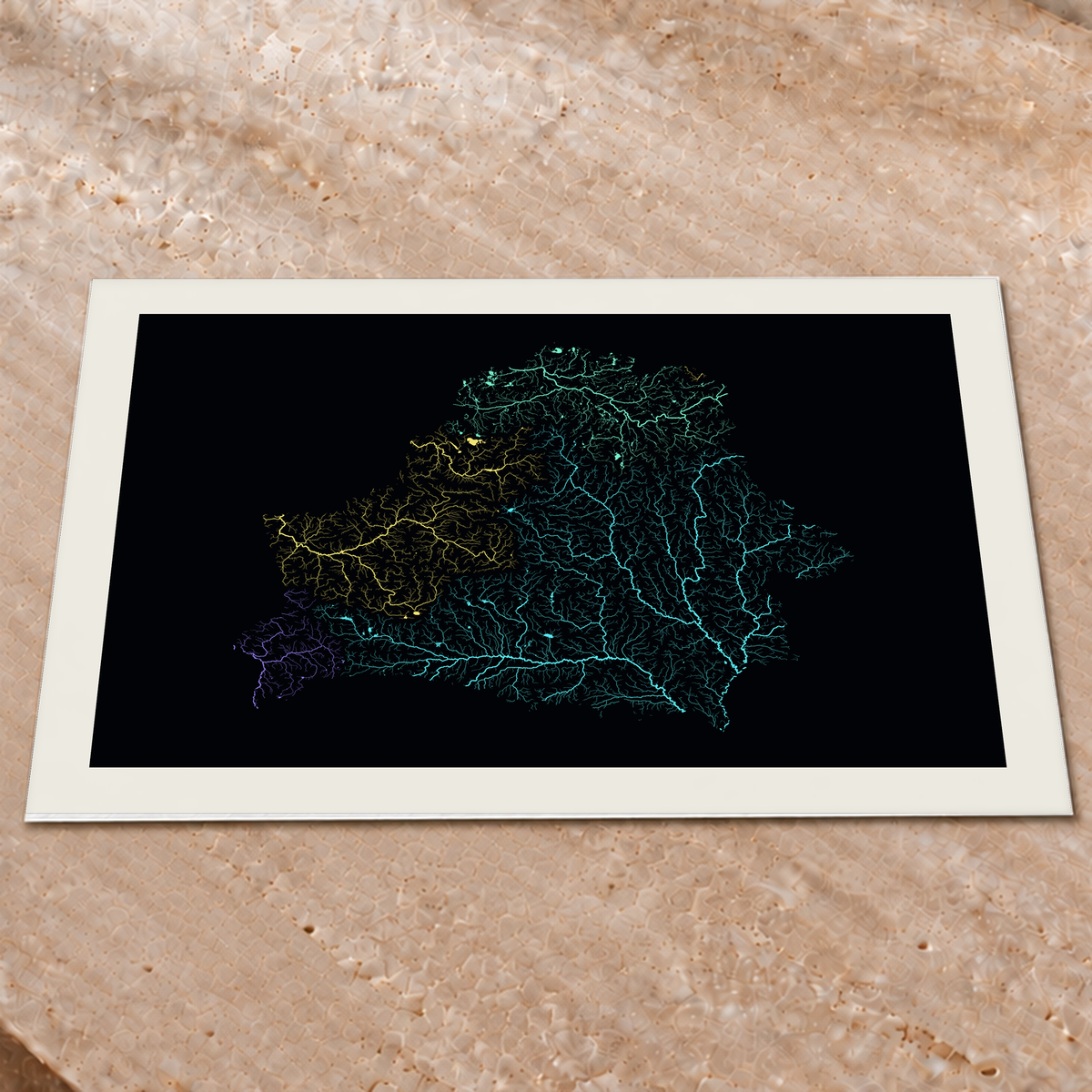 Beautiful Rivers — Bielorrússia — Neon por território, Impressão fine art · 60 × 80 cm, Margem branca