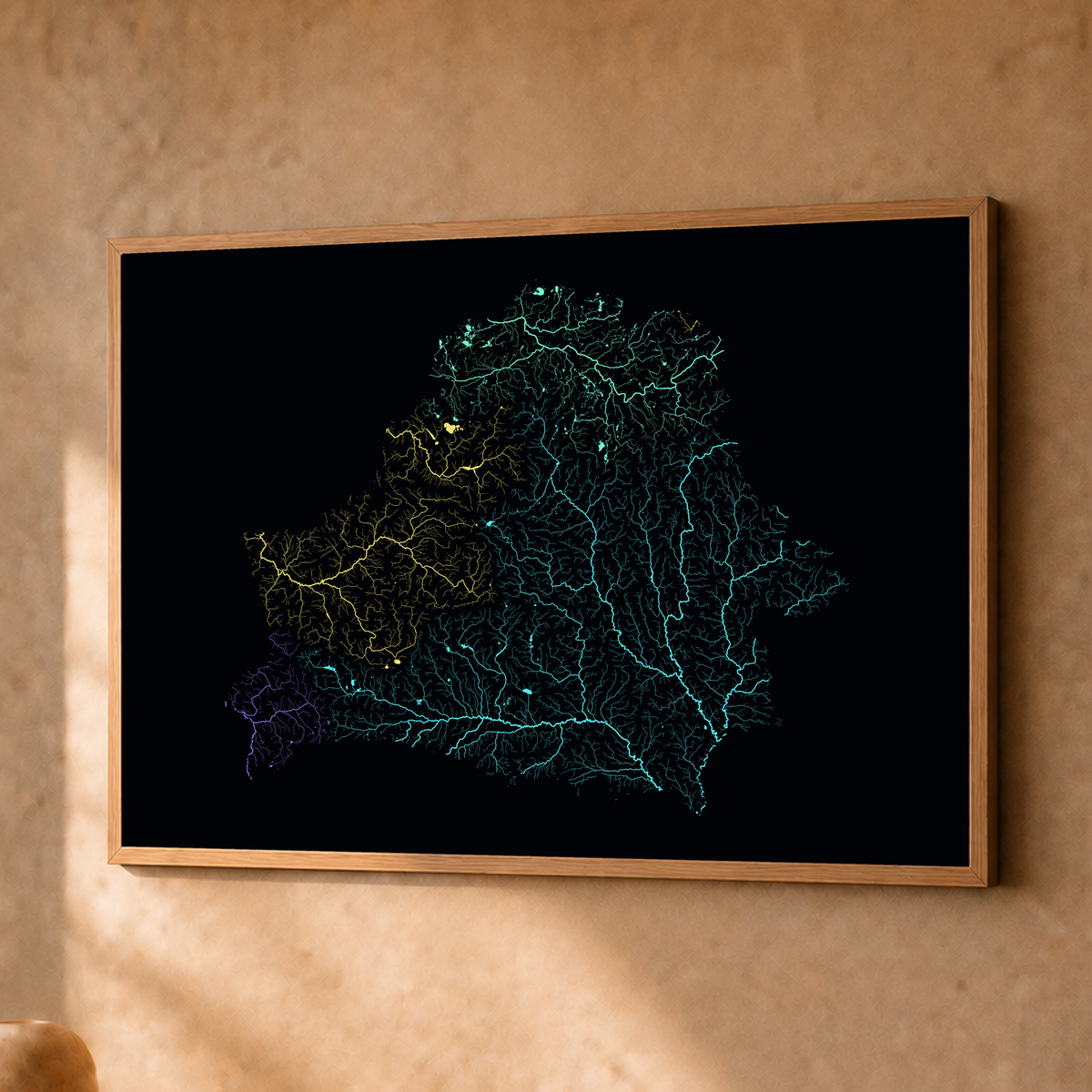 Beautiful Rivers — Bielorrússia — Neon por território, Fine art emoldurado · 30 × 40 cm, Natural · Sem margem