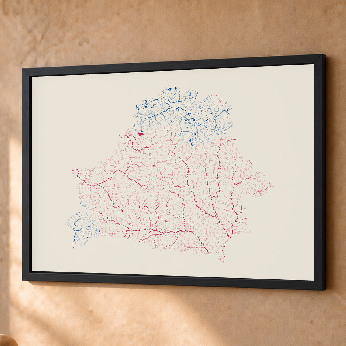 Beautiful Rivers — Bielorrússia — Risografia, Fine art emoldurado · 60 × 80 cm, Preto · Sem margem