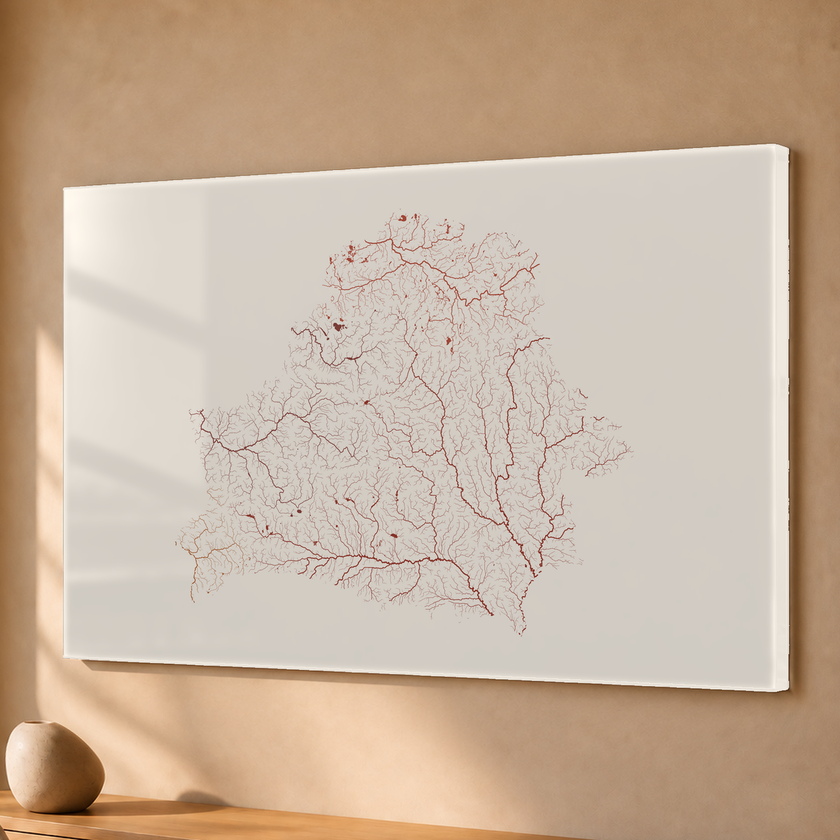 Beautiful Rivers — Bielorrússia — Terracota e areia, Acrílico · 40 × 60 cm, Sem margem