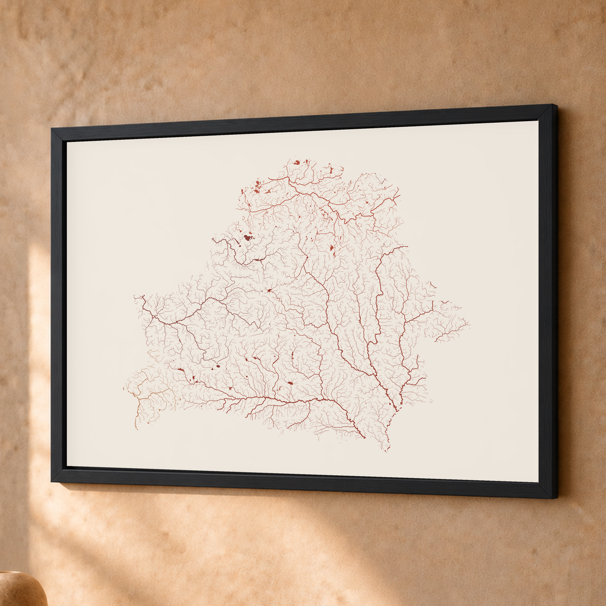 Beautiful Rivers — Bielorrússia — Terracota e areia, Fine art emoldurado · 30 × 40 cm, Preto · Sem margem