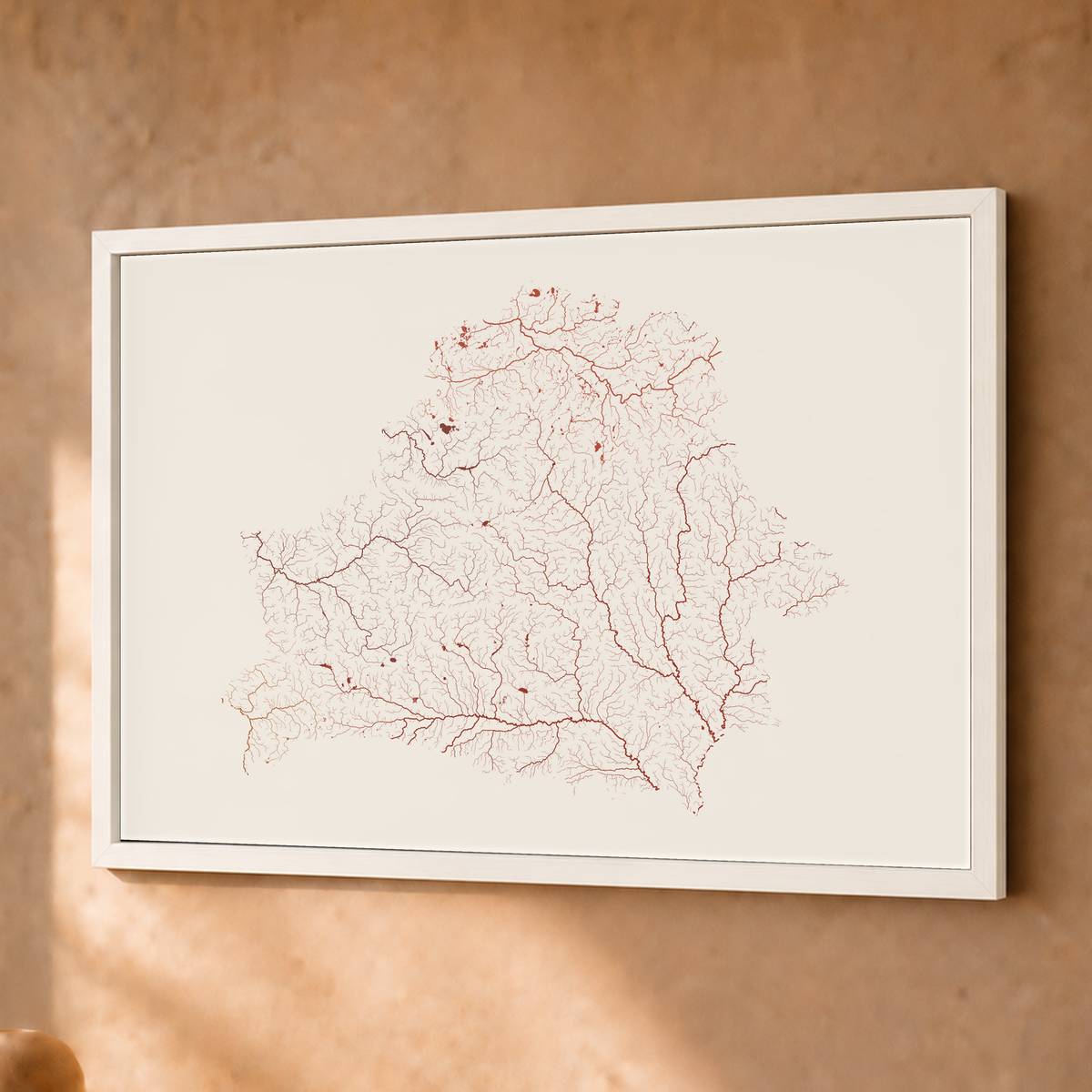 Beautiful Rivers — Bielorrússia — Terracota e areia, Fine art emoldurado · 30 × 40 cm, Branco · Sem margem