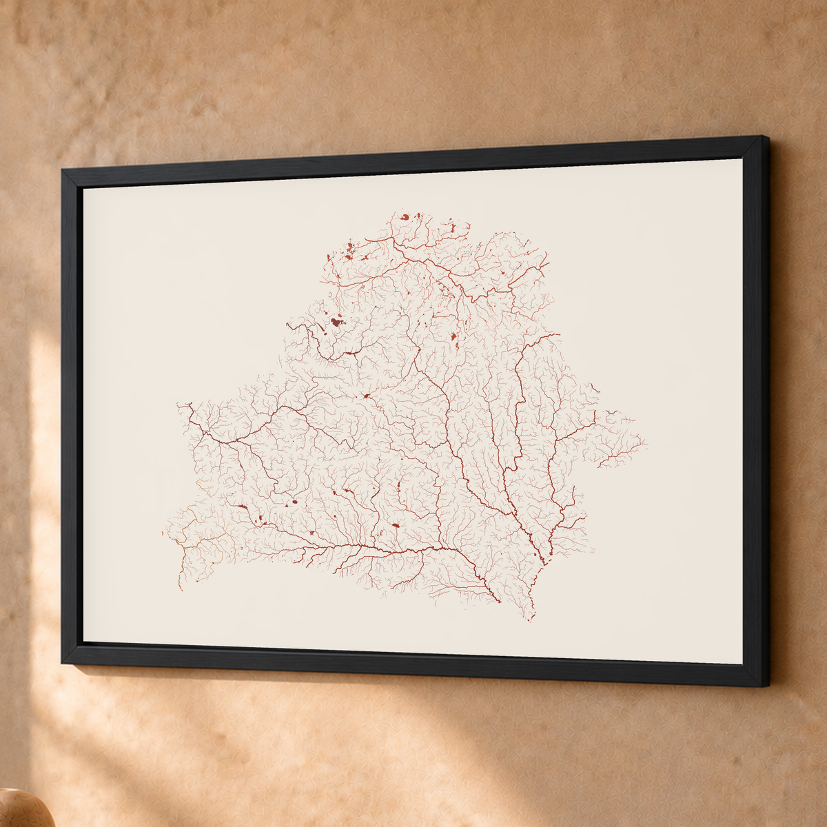 Beautiful Rivers — Bielorrússia — Terracota e areia, Fine art emoldurado · 45 × 60 cm, Preto · Sem margem