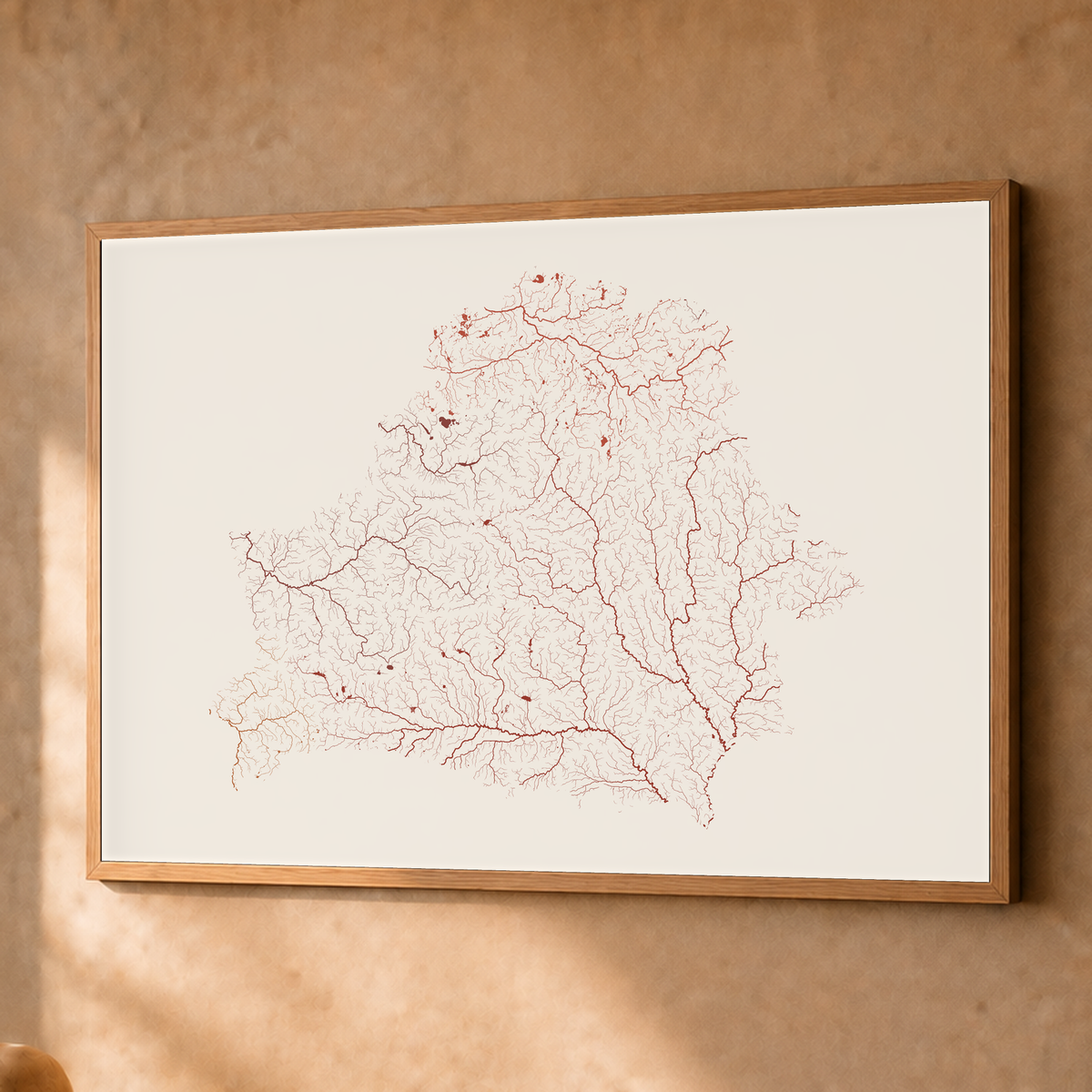 Beautiful Rivers — Bielorrússia — Terracota e areia, Fine art emoldurado · 60 × 80 cm, Natural · Sem margem