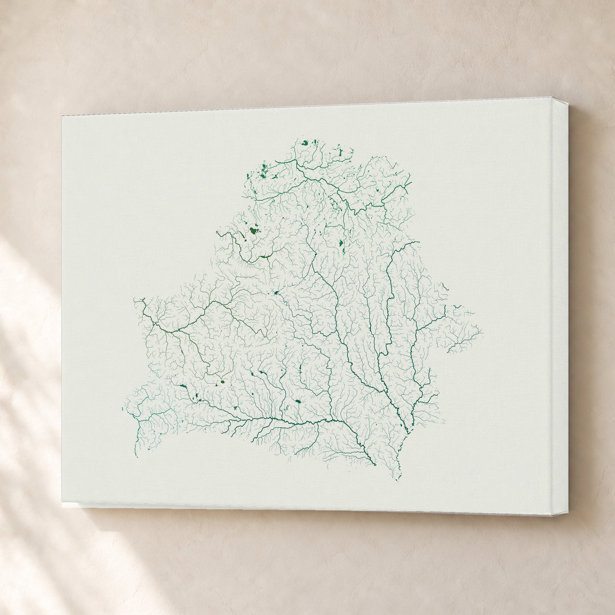 Beautiful Rivers — Bielorrússia — Verde jade e porcelana, Canvas · 30 × 40 cm, Sem margem