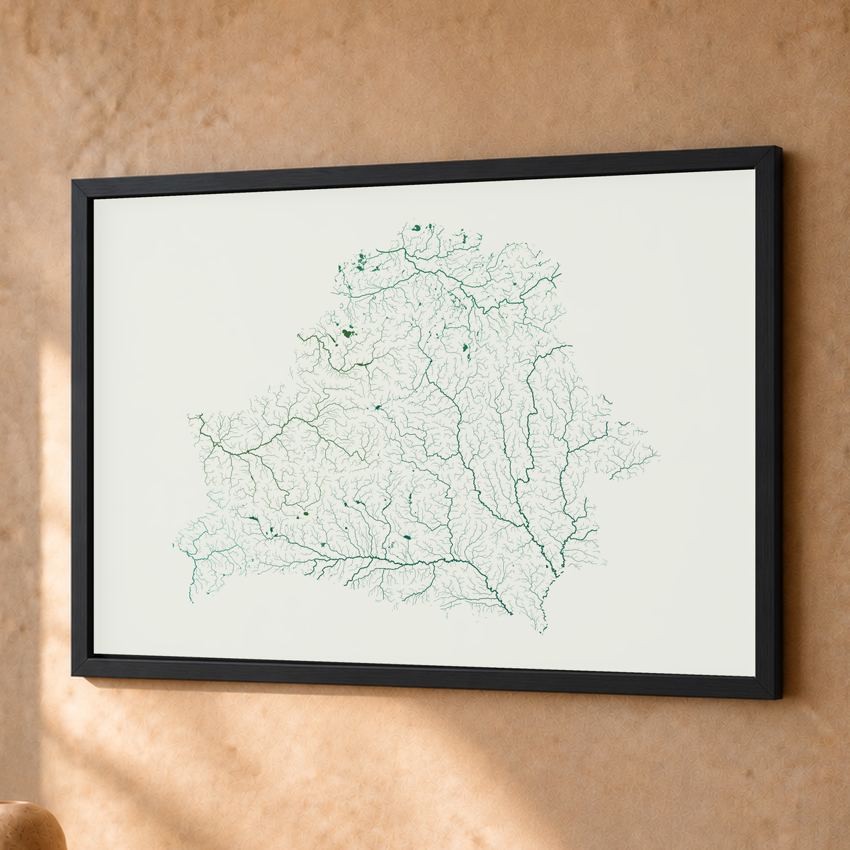 Beautiful Rivers — Bielorrússia — Verde jade e porcelana, Fine art emoldurado · 30 × 40 cm, Preto · Sem margem