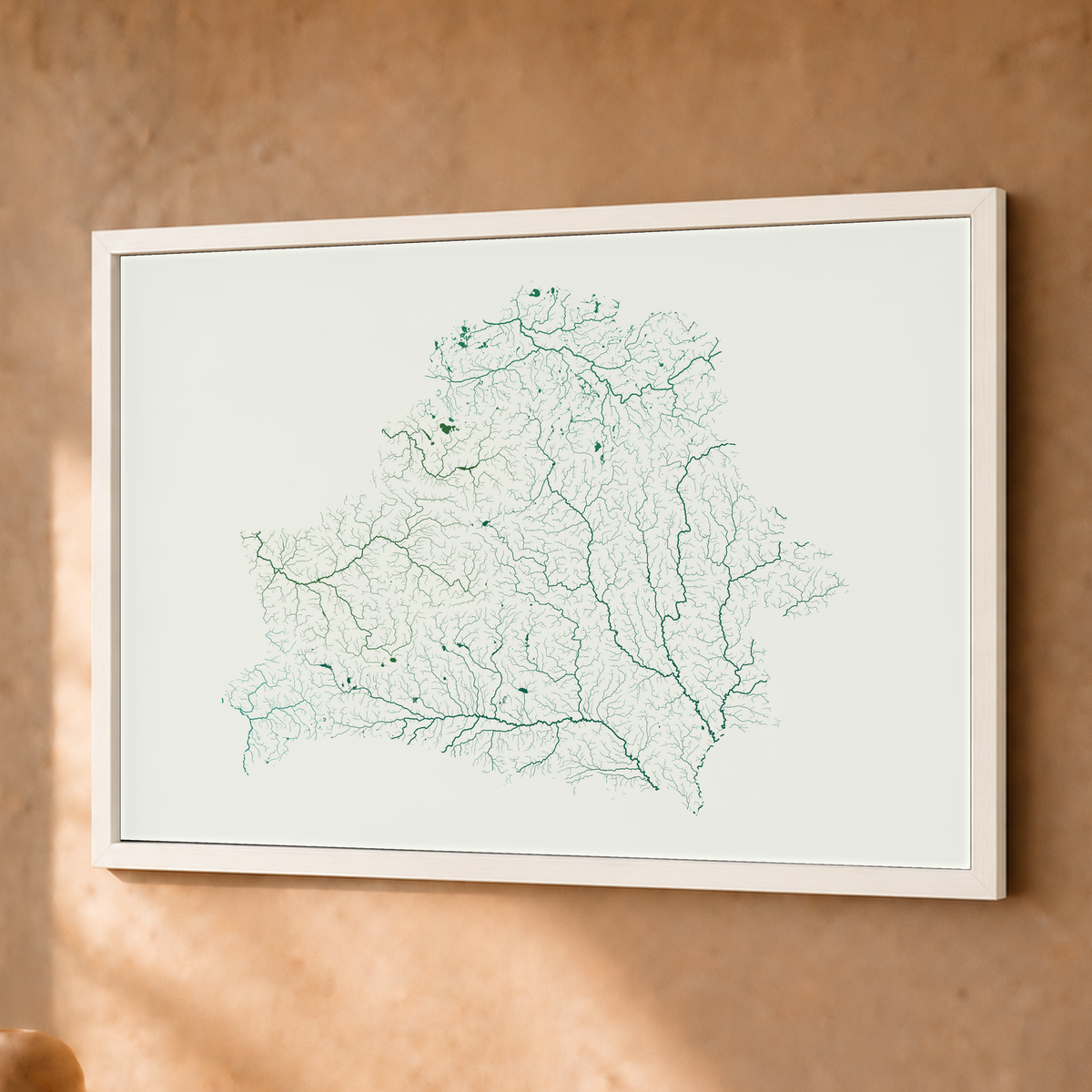 Beautiful Rivers — Bielorrússia — Verde jade e porcelana, Fine art emoldurado · 30 × 40 cm, Branco · Sem margem