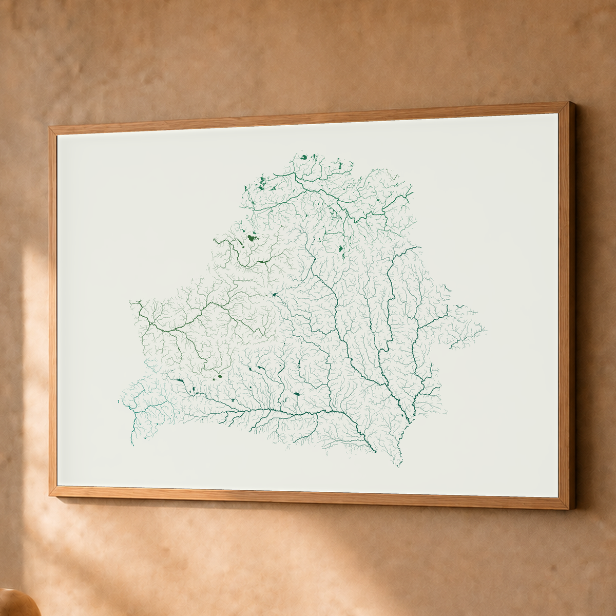 Beautiful Rivers — Bielorrússia — Verde jade e porcelana, Fine art emoldurado · 60 × 80 cm, Natural · Sem margem