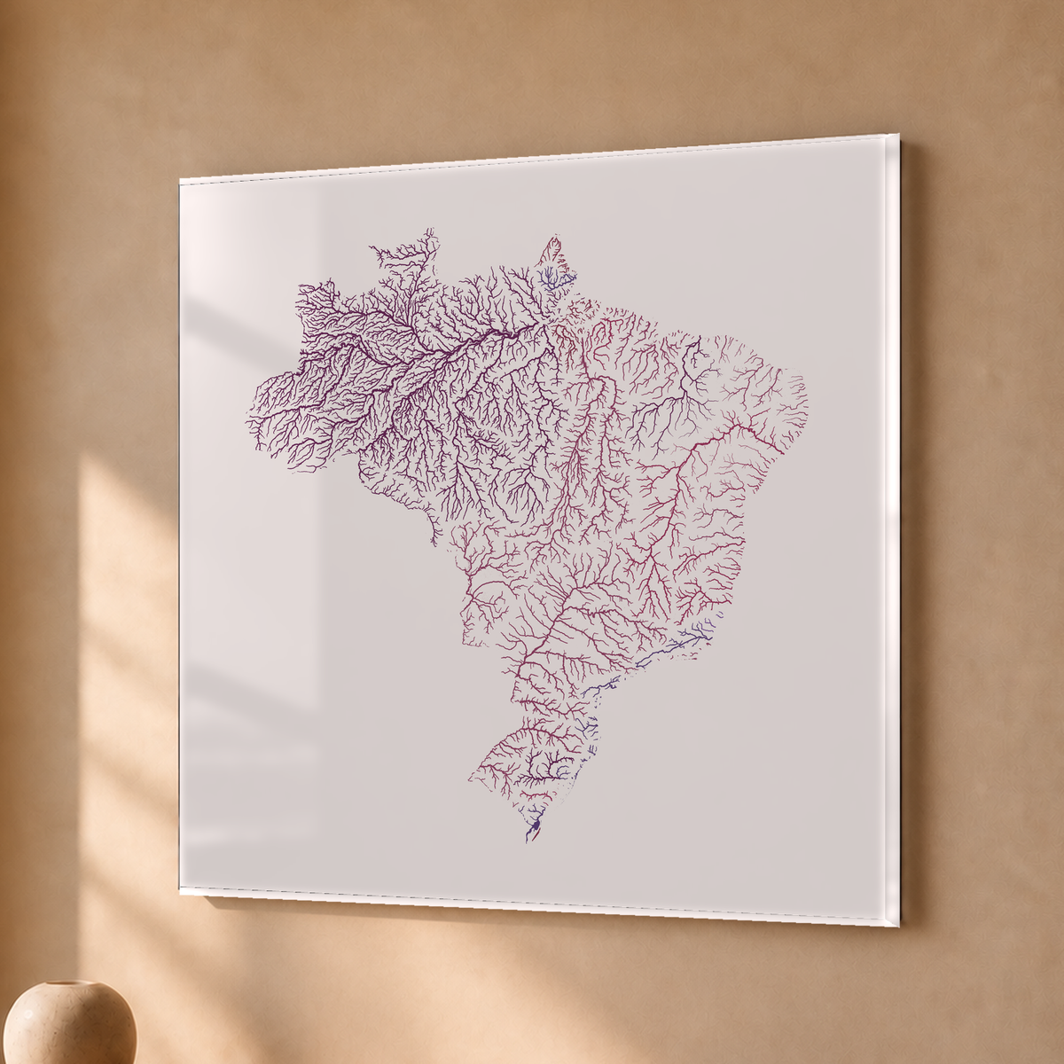 Beautiful Rivers — Brasil — Ameixa e rosé, Acrílico · 50 × 50 cm, Sem margem