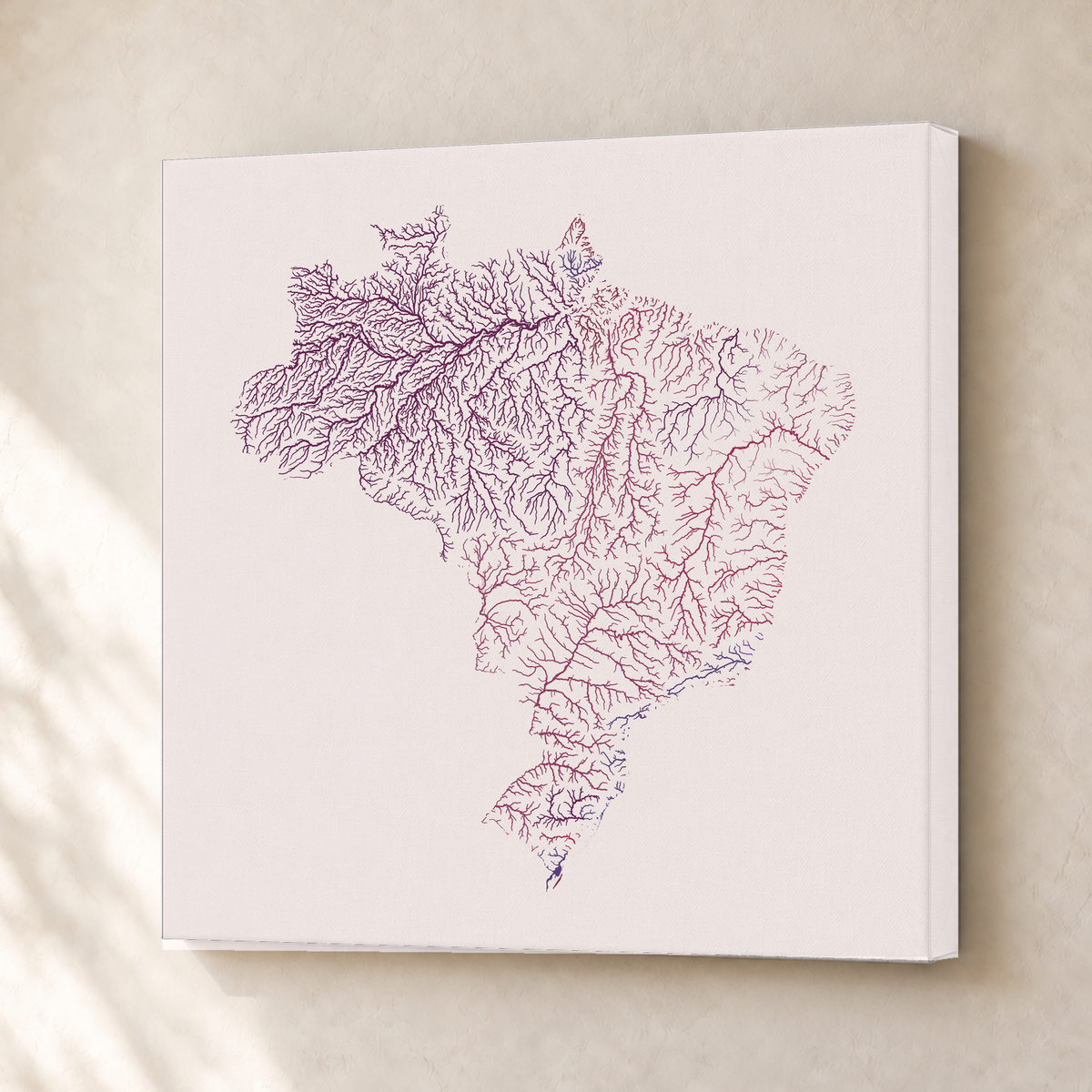 Beautiful Rivers — Brasil — Ameixa e rosé, Canvas · 30 × 30 cm, Sem margem
