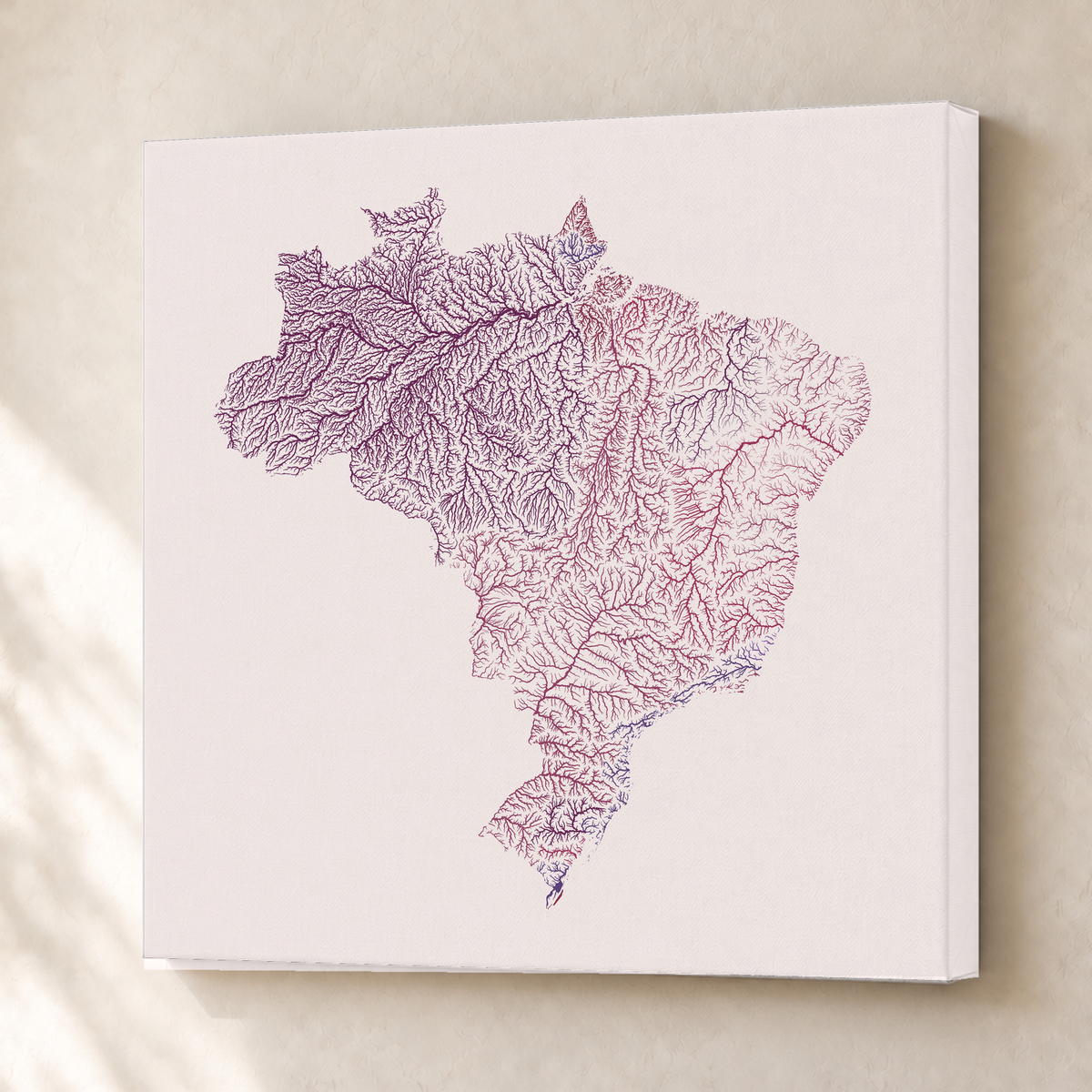 Beautiful Rivers — Brasil — Ameixa e rosé, Canvas · 76 × 76 cm, Sem margem