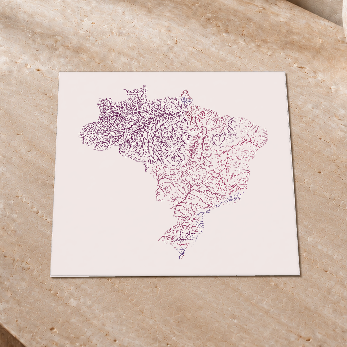 Beautiful Rivers — Brasil — Ameixa e rosé, Impressão fine art · 30 × 30 cm, Sem margem