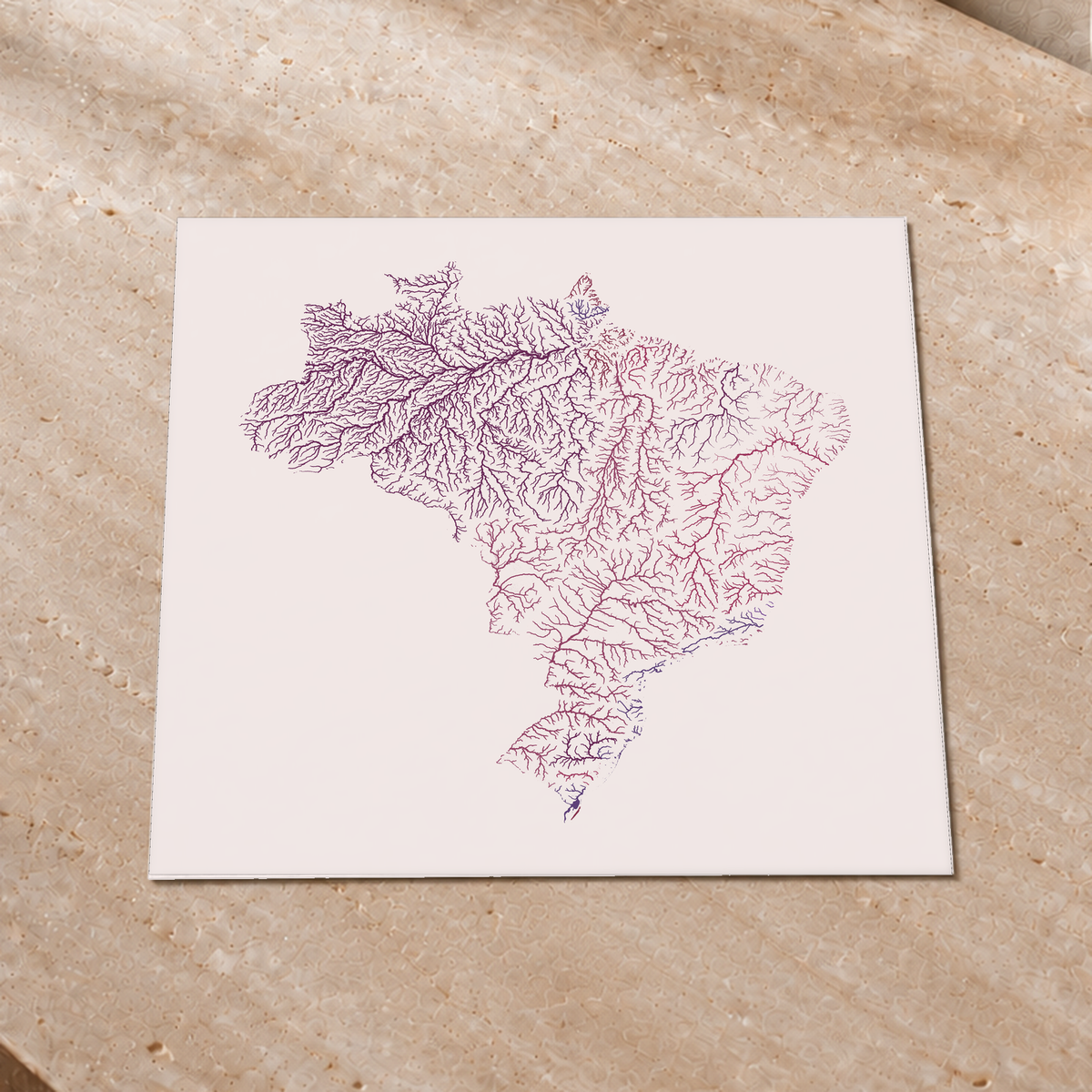 Beautiful Rivers — Brasil — Ameixa e rosé, Impressão fine art · 50 × 50 cm, Sem margem