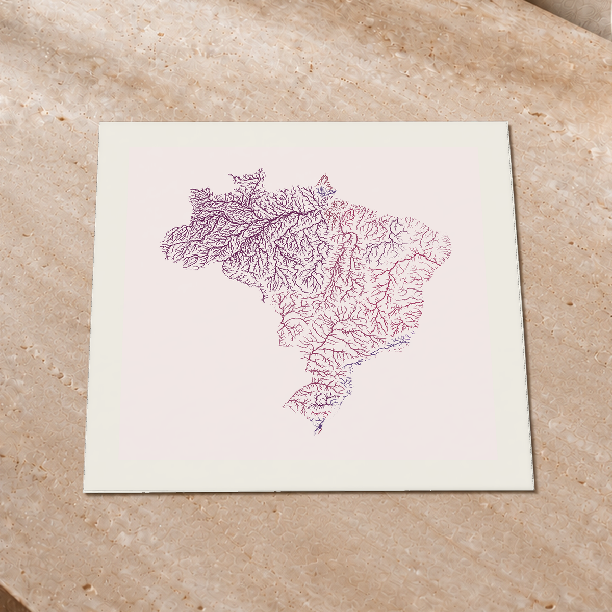 Beautiful Rivers — Brasil — Ameixa e rosé, Impressão fine art · 50 × 50 cm, Margem branca