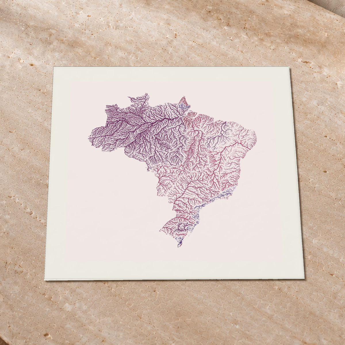 Beautiful Rivers — Brasil — Ameixa e rosé, Impressão fine art · 76 × 76 cm, Margem branca