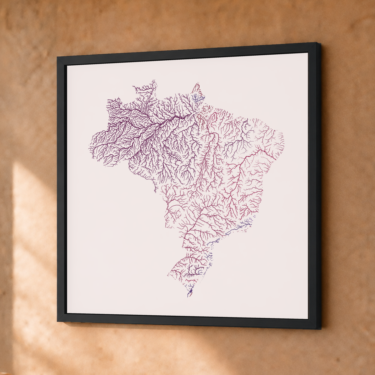 Beautiful Rivers — Brasil — Ameixa e rosé, Fine art emoldurado · 30 × 30 cm, Preto · Sem margem