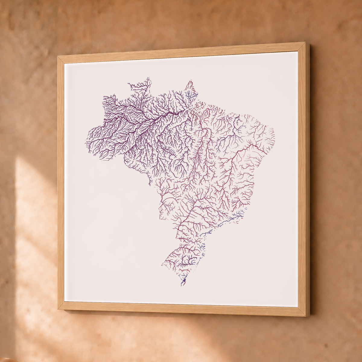 Beautiful Rivers — Brasil — Ameixa e rosé, Fine art emoldurado · 30 × 30 cm, Natural · Sem margem