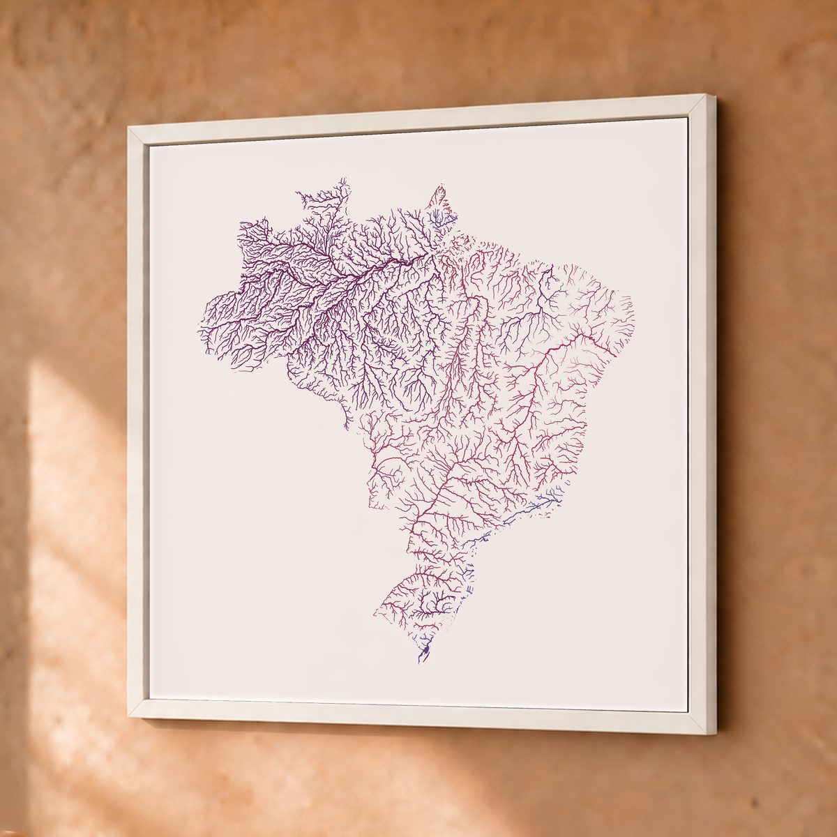 Beautiful Rivers — Brasil — Ameixa e rosé, Fine art emoldurado · 30 × 30 cm, Branco · Sem margem