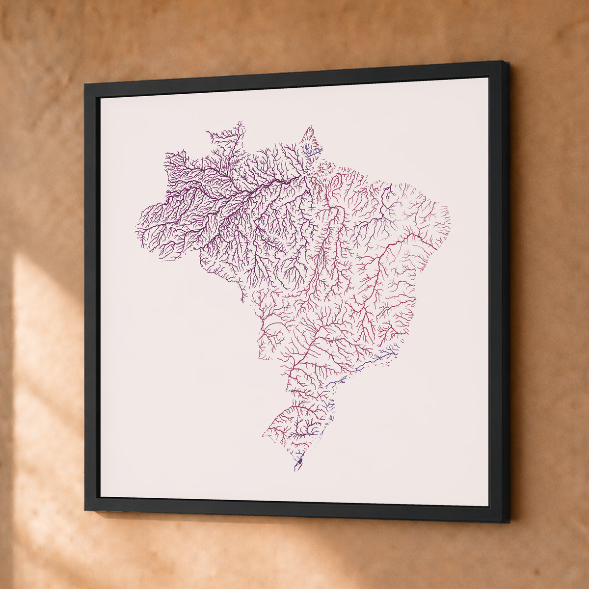 Beautiful Rivers — Brasil — Ameixa e rosé, Fine art emoldurado · 50 × 50 cm, Preto · Sem margem