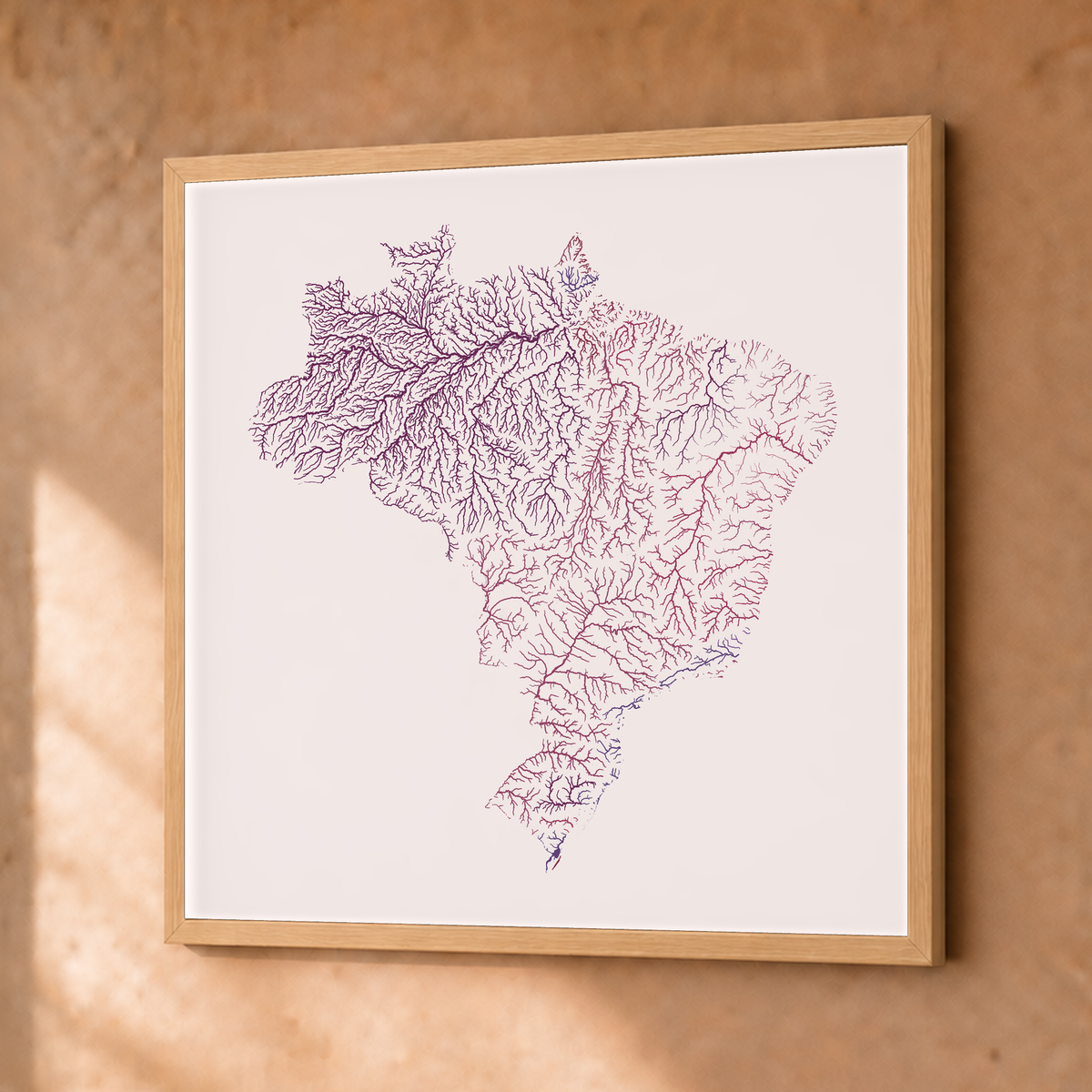 Beautiful Rivers — Brasil — Ameixa e rosé, Fine art emoldurado · 50 × 50 cm, Natural · Sem margem