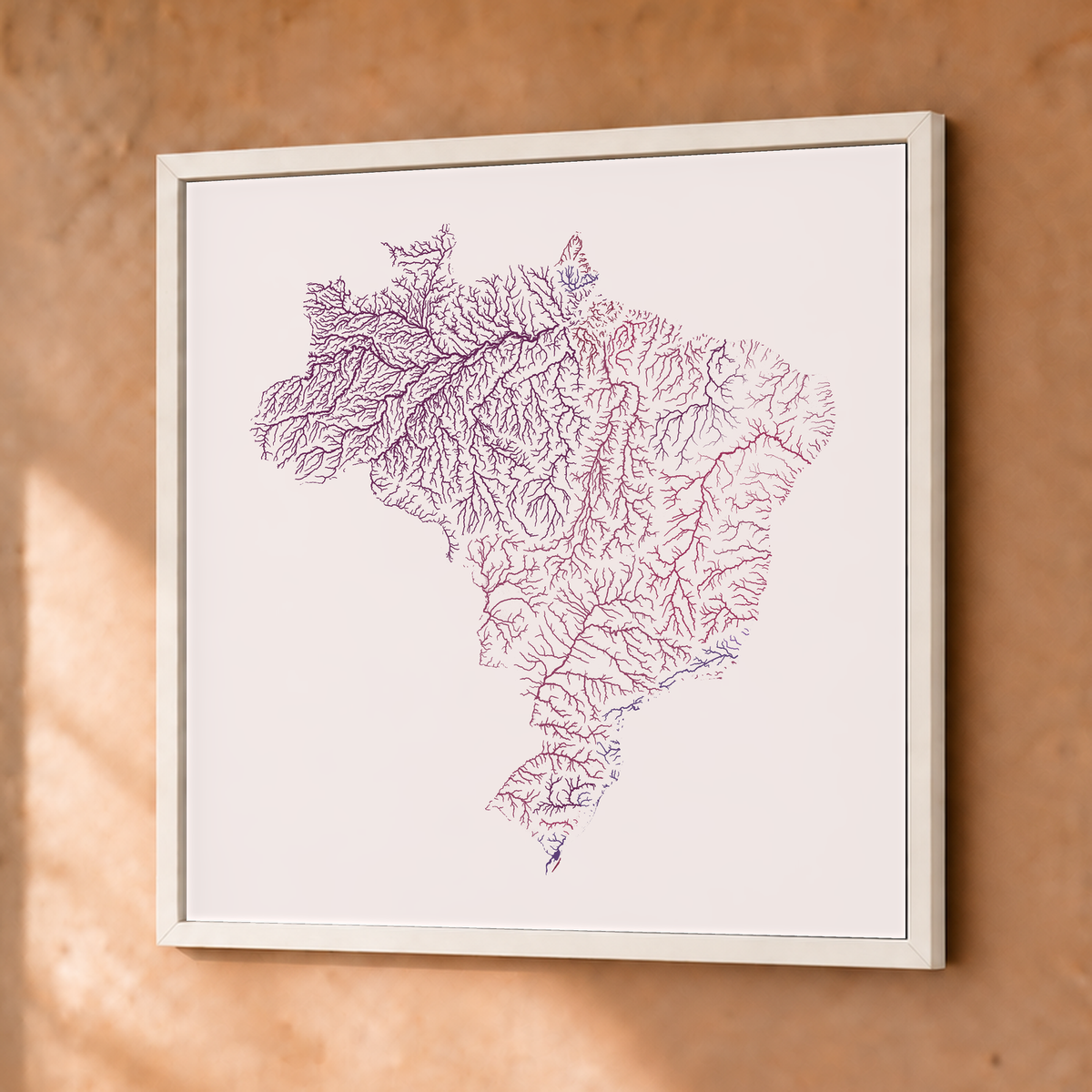 Beautiful Rivers — Brasil — Ameixa e rosé, Fine art emoldurado · 50 × 50 cm, Branco · Sem margem